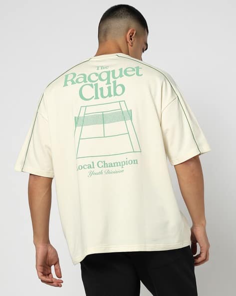 YOUSTA Men Racquet Club Oversized Crew-Neck T-Shirt