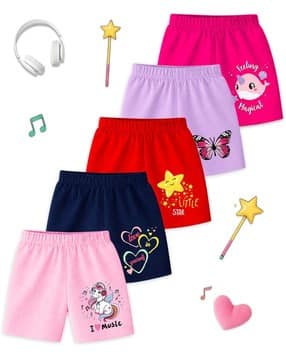 kuchipoo Girls Printed Set of 5 Shorts-picture-32