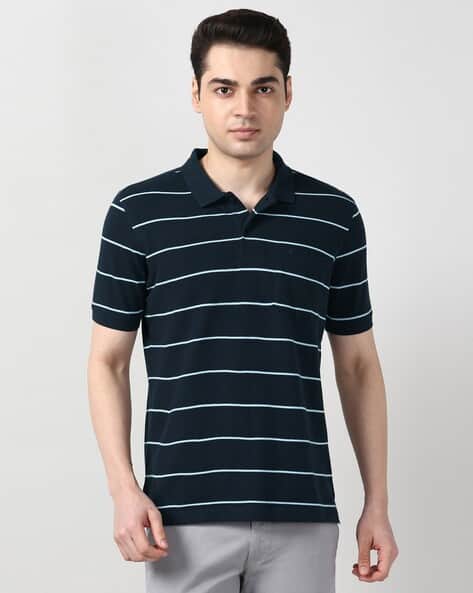 PETER ENGLAND Men Striped Regular Fit Polo T-Shirt with Patch Pocket