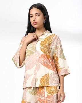 fig Women Leaf Print Regular Fit Shirt-picture-40