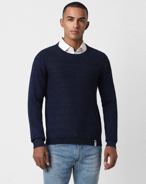 PETER ENGLAND CASUALS Men Ribbed Regular Fit Round-Neck Pullover