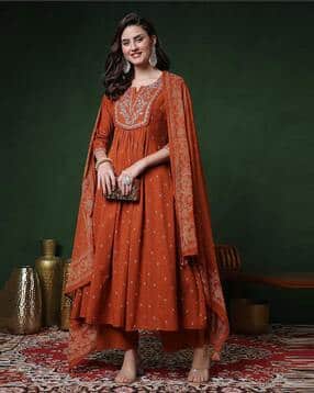 dmunesh fashion Women Embroidered Anarkali Kurta with Pants & Dupatta-picture-43