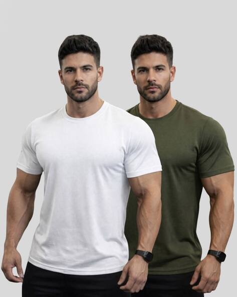 PARCEL YARD Men Pack of 2 Regular Fit T-Shirts