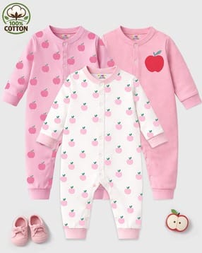 kuchipoo Printed Pack of 3 Rompers-picture-24