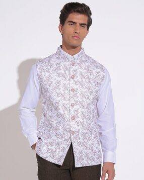 showoff Men Floral Print Slim Fit Nehru Jacket-picture-8