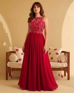 kvs fab  Thread Embroidered with Beads Work Ethnic Flared Gown-picture-5