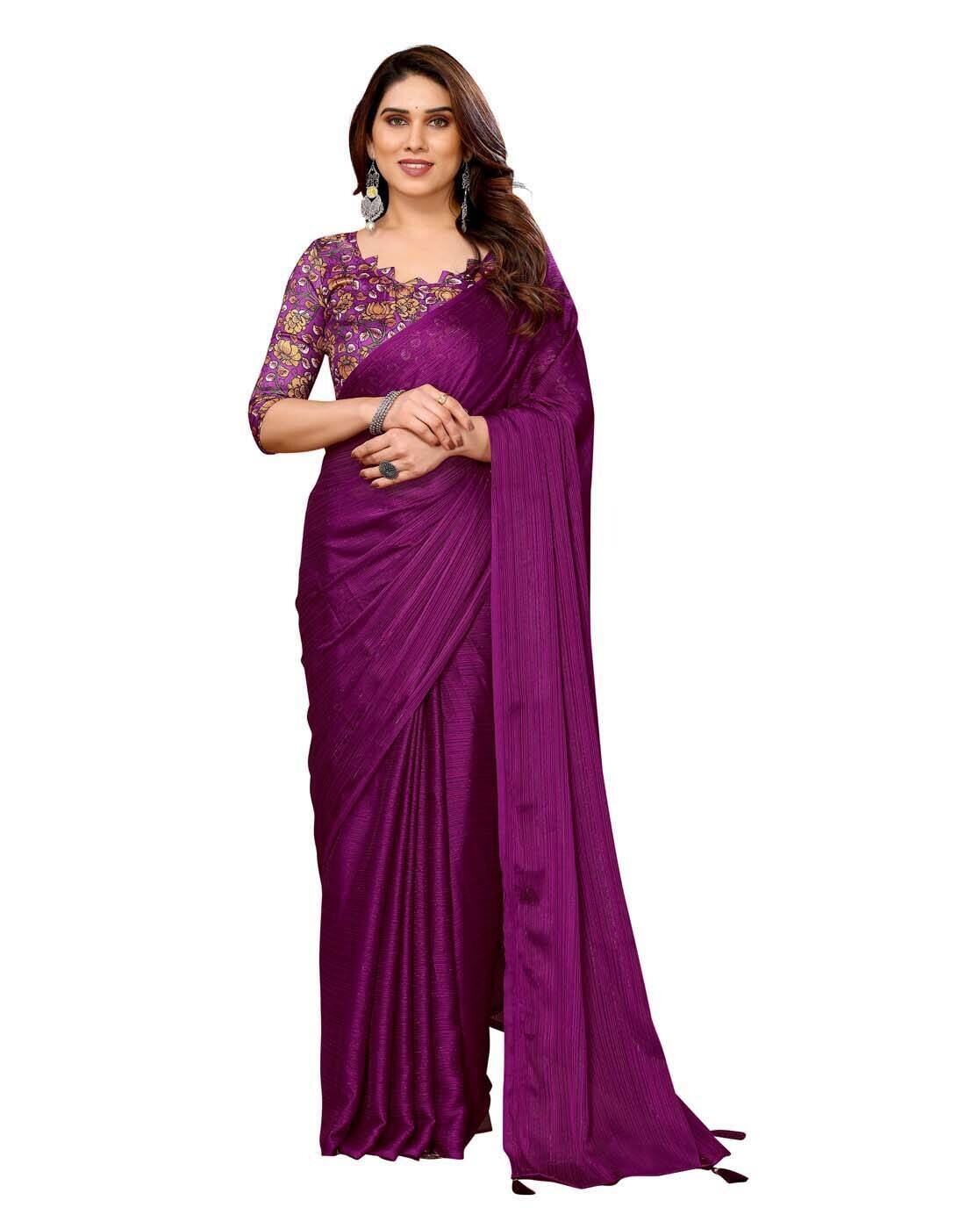 Fashionfricks Saree with Running Blouse Piece For Women (Magenta, FS)