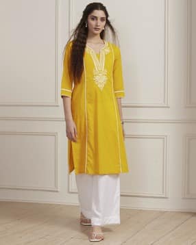 biba Women Embroidered Cotton Straight Kurta-picture-12
