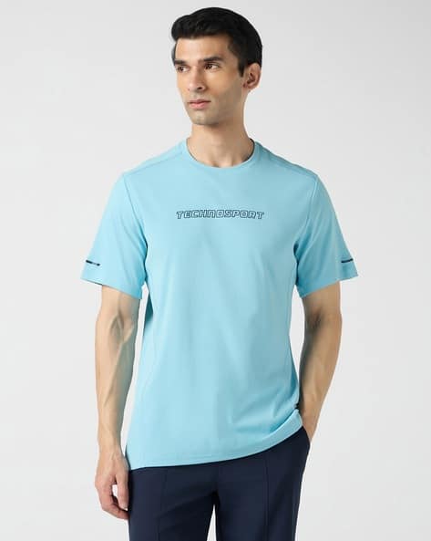 Men Typographic Print Slim Fit Crew-Neck T-Shirt