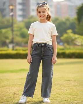 v-mart Girls Straight Jeans with Fly Button Closure-picture-13