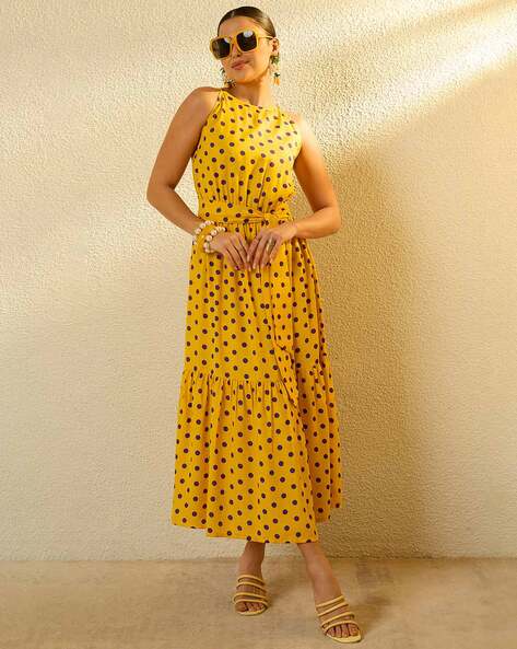 Sassafras Women Polka-Dot Tiered Dress
