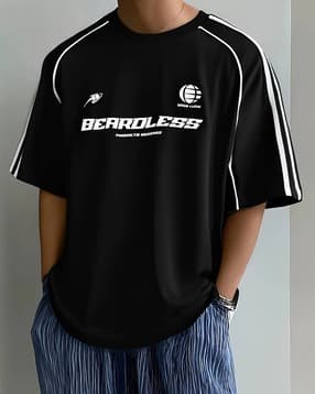 neonomad Men Typographic Print Oversized Crew-Neck T-Shirt-picture-33