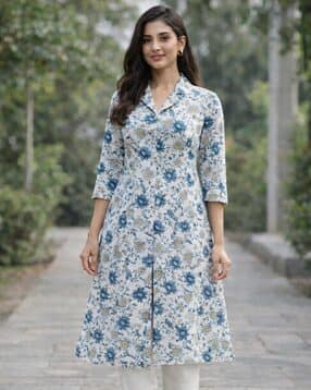 largish Women Floral Print A-Line Kurta -picture-39