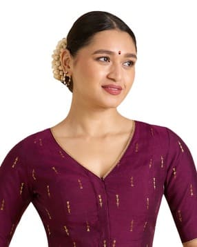Women Geometric Woven V-Neck Front Open Blouse-image-22