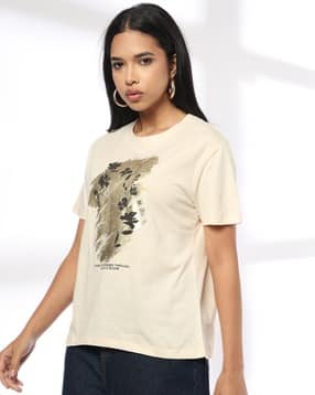 dnmx Women Subtle Bloom Oversized Crew-Neck T-Shirt-picture-44