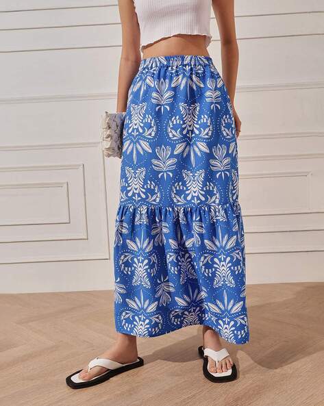 Women Printed Tiered Skirt