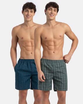 jockey Men Pack of 2 Checked Regular Fit Shorts-picture-14