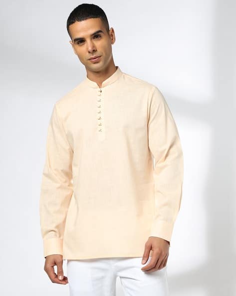 Men Mandarin-Collar Cotton Kurta