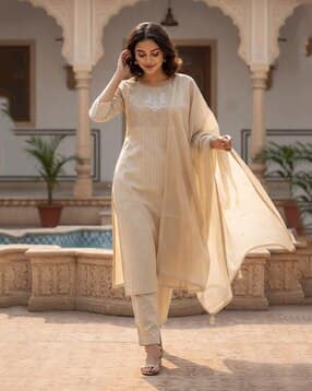 nyrika Women Embroidered 3-Piece Straight Kurta Set-picture-36
