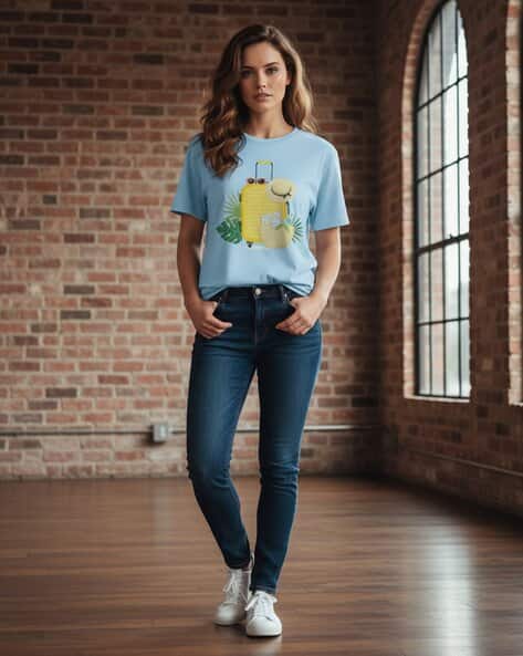 BON KOUTURE Women Graphic Print Relaxed Fit T-Shirt