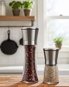 baskety Transparent Salt & Pepper Mill Shaker Grinder with Stainless Steel Cap-picture-30