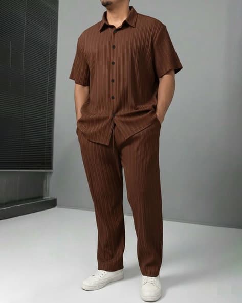 Buda Jeans Co Men Patterned Shirt & Pants Co-Ord Set