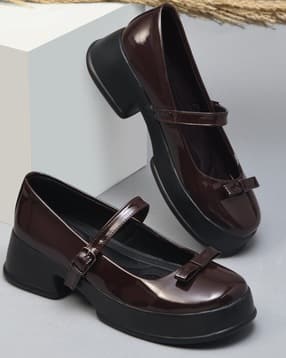 Women Chunky-Heeled Shoes with Bow Accent-image-9