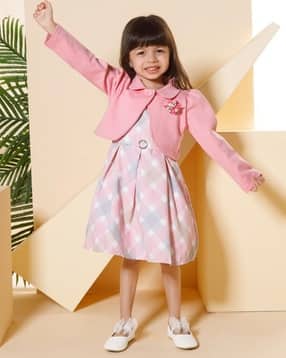 peppermint Girls Checked Fit & Flare Dress with Jacket-picture-10