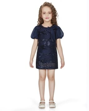 Girls Embellished A-Line Dress-image-11