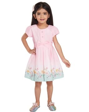peppermint Girls  Floral Print A-Line Dress with Belt & Hairclip-picture-22