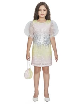 peppermint Girls Embellished A-Line Dress with Purse-picture-11
