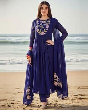nyrika Women Embroidered A-Line Kurta with Pants & Dupatta-picture-18
