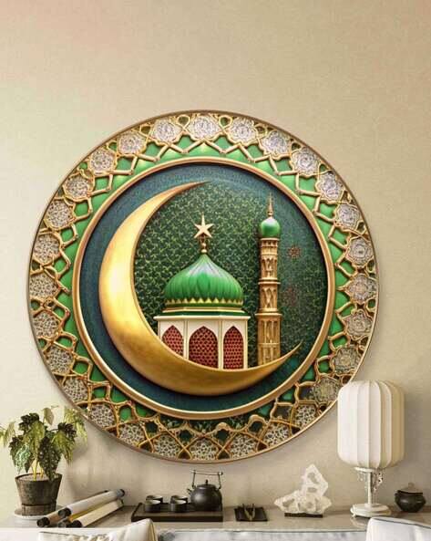 Livin Luxe Crescent Mosque Round Art Print with Frame