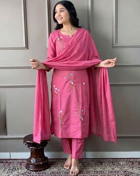 nyrika Women Embroidered Straight Kurta with Pants & Dupatta-picture-19