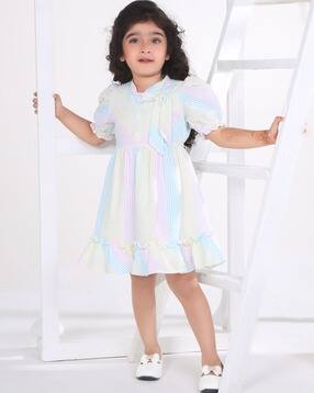 Girls Striped A-Line Dress-image-19