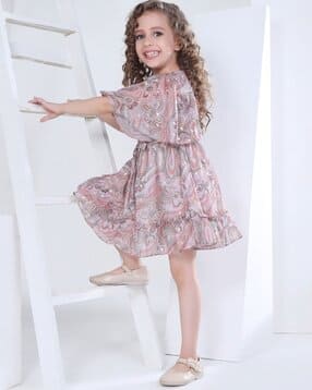 peppermint Girls Floral Print Fit & Flare Dress-picture-31