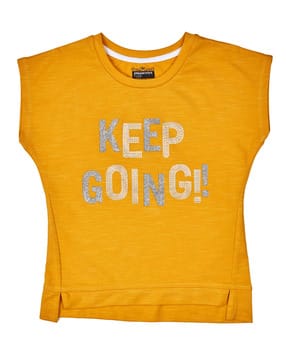 Girls Typographic Print Crew-Neck T-Shirt-image-23