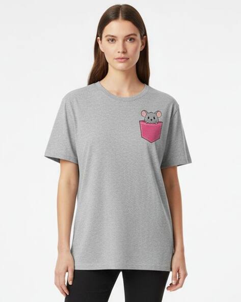 BON KOUTURE Women Printed Relaxed Fit Round-Neck T-Shirt