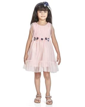peppermint Girls Embellished Fit & Flare Dress with Hair Band-picture-13