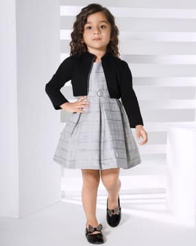 peppermint Girls Checked Fit & Flare Dress with Jacket-picture-36