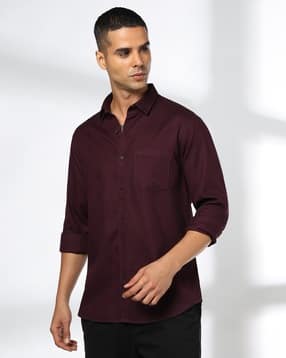 john players Men Patterned Slim Fit Cotton Shirt with Patch Pocket-picture-35