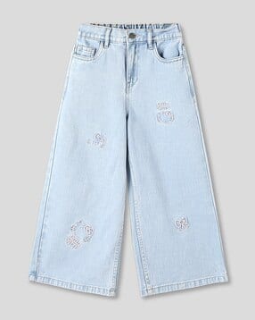 wotnot by azorte Hello Kitty Embroidered Flared Jeans-picture-37