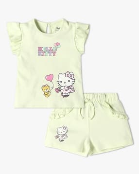 Boys Hello Kitty Print T-Shirt & Shorts Set-image-24