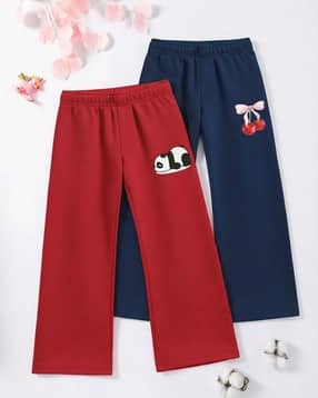 Girls Pack of 2 Printed Straight Track Pants-image-31