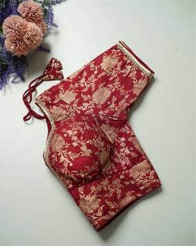 indie picks Women Floral Woven Back-Open Blouse with Tassels-picture-35