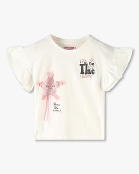 kg frendz Girls Shine Like a Star Print Regular Fit Round-Neck T-Shirt-picture-29