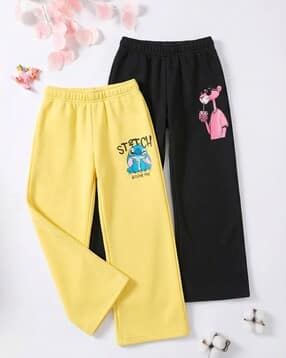 Girls Pack of 2 Printed Straight Track Pants-image-3