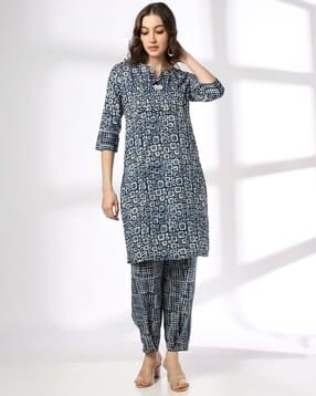 avaasa mix n' match Women Geometric Print Straight Kurta & Pants Set-picture-22