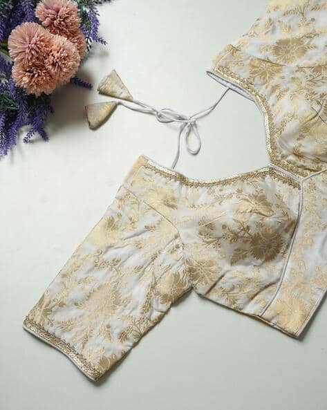 Indie Picks Women Floral Woven Back-Open Blouse with Tassels