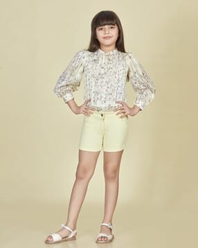 Girls Plain Cotton Shorts-image-4